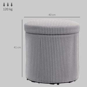 Puff de almacenaje Alicia Homcom con tapa acolchado Ø40x41 cm