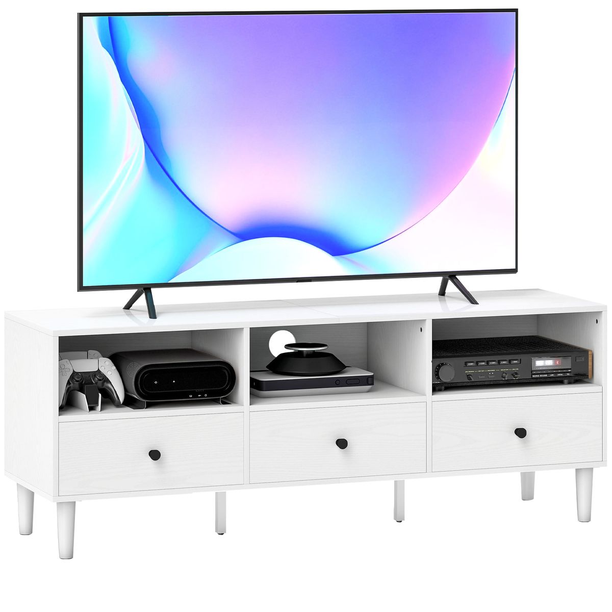 Mueble-TV-Alaska-Homcom-3-cajones---3-compartimentos-blanco-45x120x34-cm-