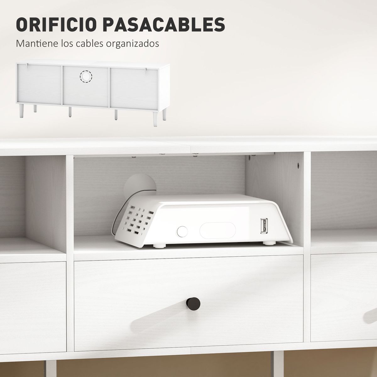 Mueble-TV-Alaska-Homcom-3-cajones---3-compartimentos-blanco-45x120x34-cm-