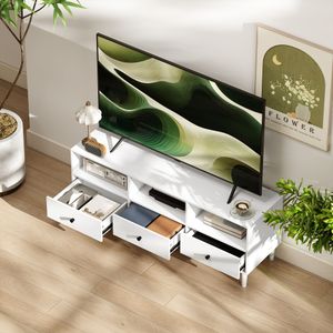 Mueble TV Alaska Homcom 3 cajones + 3 compartimentos blanco 45x120x34 cm