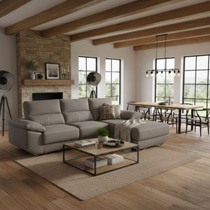 Sofá chaiselongue Danielle 3 plazas tela bronx asientos deslizantes