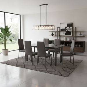 Conjunto de comedor Axiss mesa + 6 sillas gris