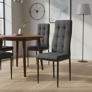 Silla de comedor Zuni tela acolchada gris 96x40,5x49 cm