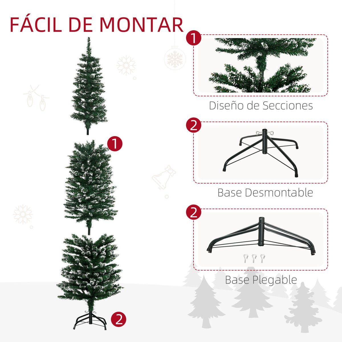 Arbol-de-Navidad-Homcom-570-ramas-estructura-secciones