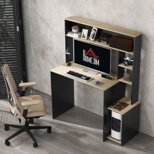 Escritorio Oslo Homcom 5 estantes con soporte negro 138x114x45 cm