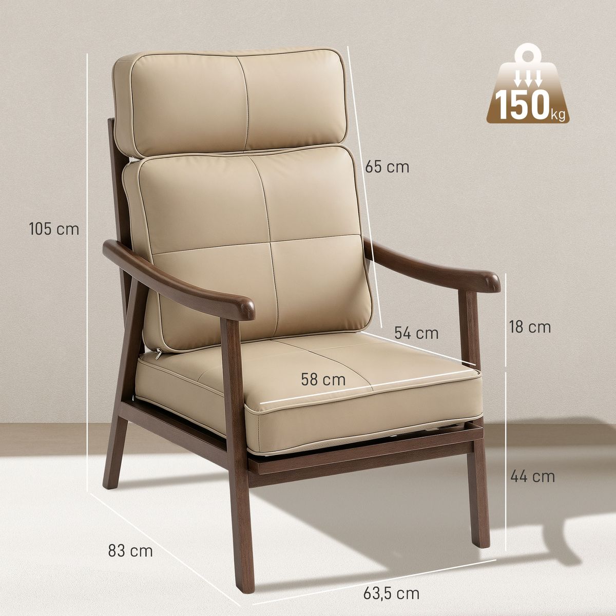 Butaca-Elia-Homcom-respaldo-alto-beige-105x635x83-cm