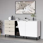 Aparador-Yelena-4-cajones---2-puertas-blanco-beige-90x180x45-cm-