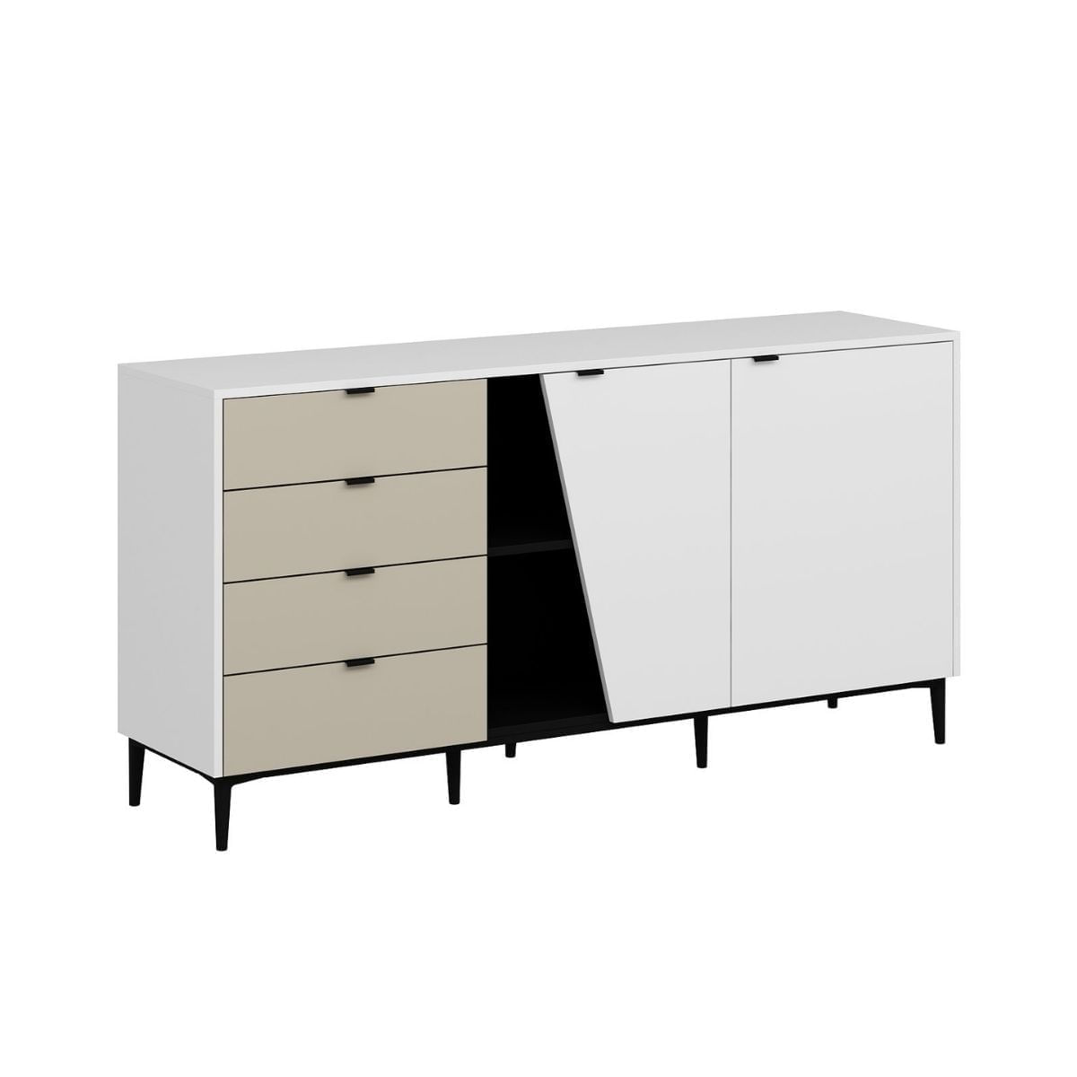 Aparador-Yelena-4-cajones---2-puertas-blanco-beige-90x180x45-cm-