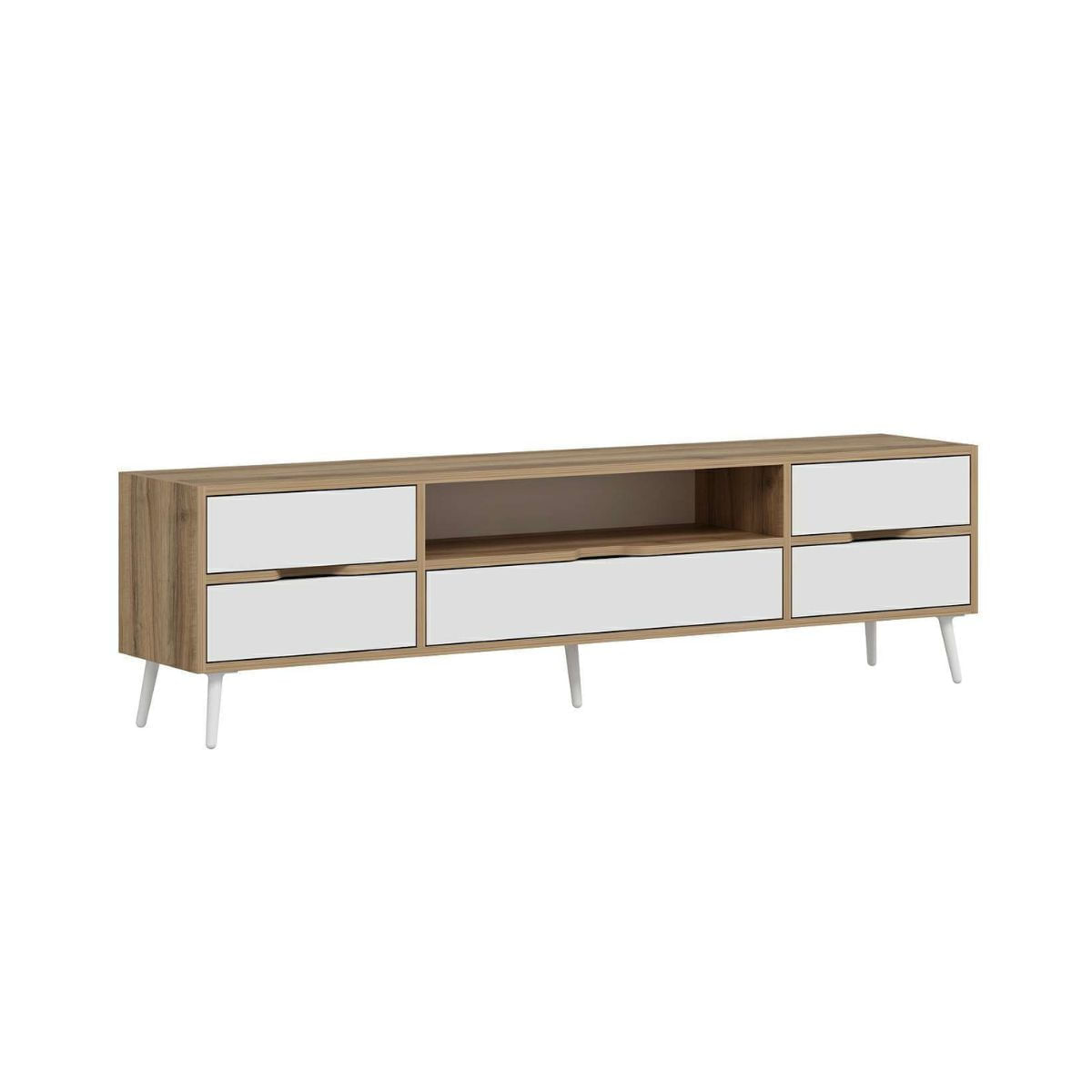 Mueble-de-TV--Yelena-4-cajones---2-puertas-blanco-beige-90x180x45-cm-