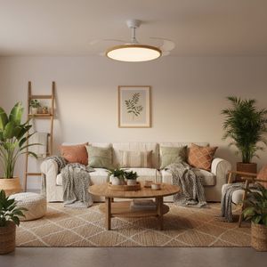 Ventilador de techo Eolia 4 aspas retráctiles con mando a distancia Ø106 cm