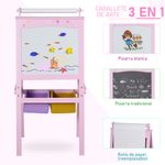 Pizarra-infantil-Homcom-3-en-1---cestas-rosa-118x585x505-cm-