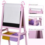 Pizarra-infantil-Homcom-3-en-1---cestas-rosa-118x585x505-cm-