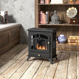 Chimenea de bioetanol Homcom 7000 BTU/h 0,9L negro 54x45x28 cm
