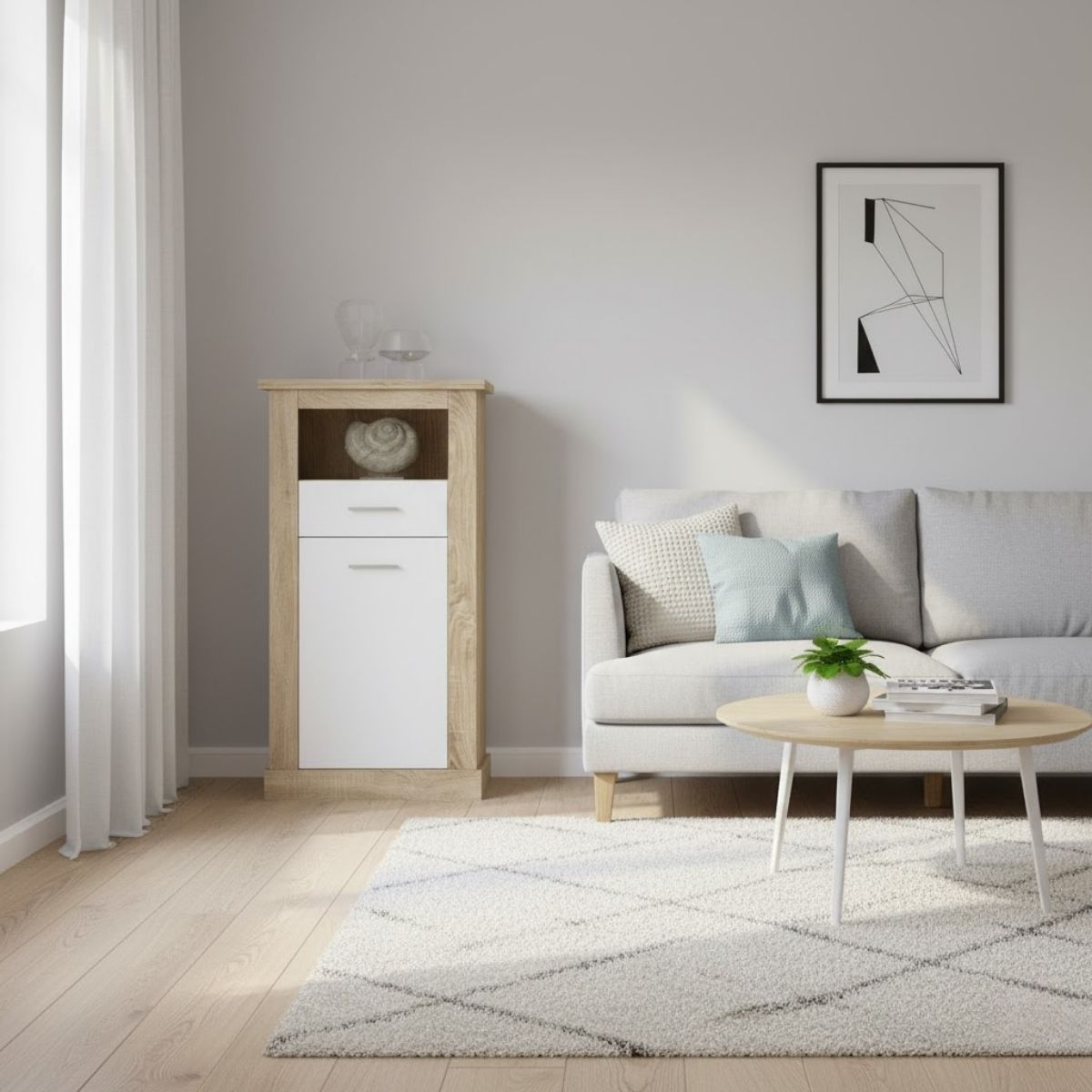 Bodeguero-Chellen-cajon-con-puerta-abatible-cambria-blanco-135x66x366-cm