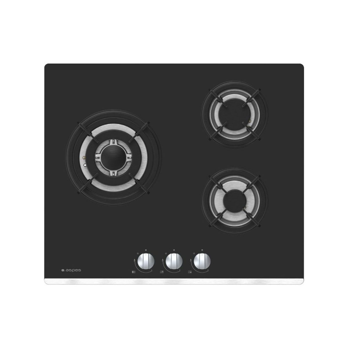 Placa-de-gas-AGW3601N-Aspes-6050W-3-fuegos-negro-60-cm-