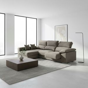 Sofá chaiselongue Calgary 3 plazas deslizante y reclinable tela Bronx 290 cm