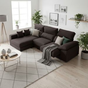 Sofá chaiselongue Calgary 3 plazas deslizante y reclinable tela Bergamo 290 cm