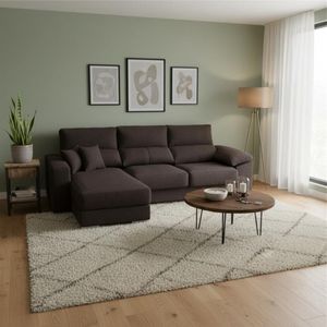 Sofá chaiselongue Calgary 3 plazas deslizante y reclinable tela Bergamo 290 cm