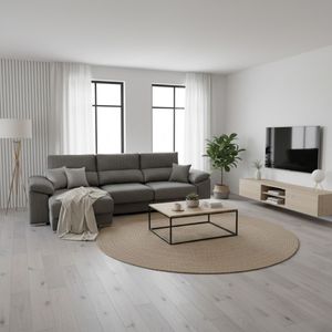 Sofá chaiselongue Calgary 3 plazas deslizante y reclinable tela Nevada 290 cm