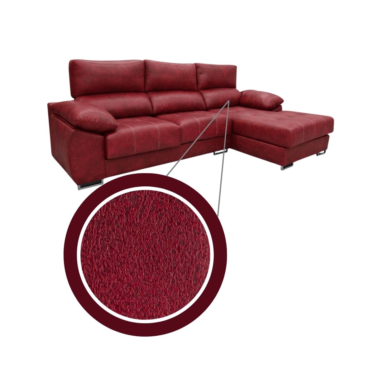 Sofa-chaiselongue-derecha-Paolo-3-plazas-rojo-detalle-tela