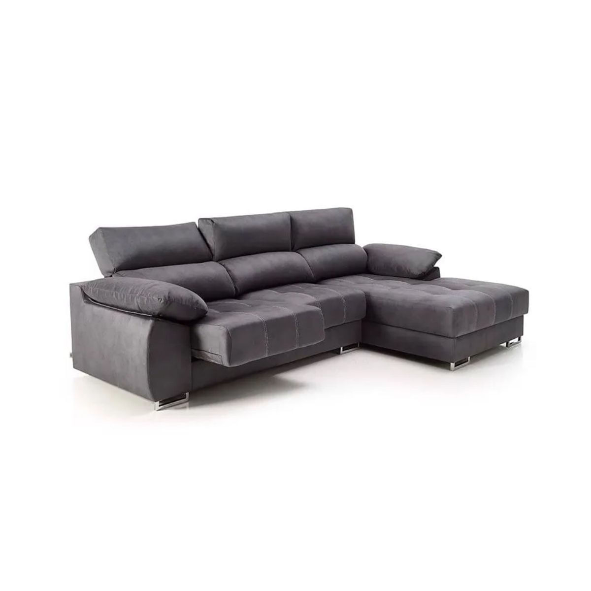 Sofa-chaiselongue-derecha-Paolo-3-plazas-con-USB-tela-Opera-antracita-300-cm