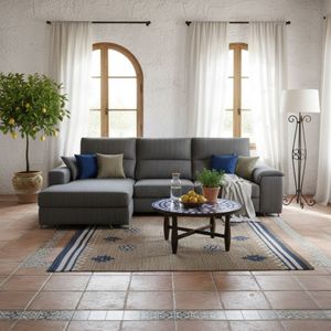 Sofá chaiselongue Sidney 3 plazas deslizante y reclinable tela Nevada 285 cm