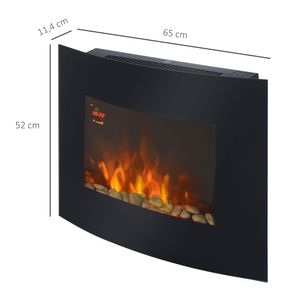Chimenea eléctrica Homcom 1800W 5 niveles + mando a distancia negro 52x65x11,4 cm