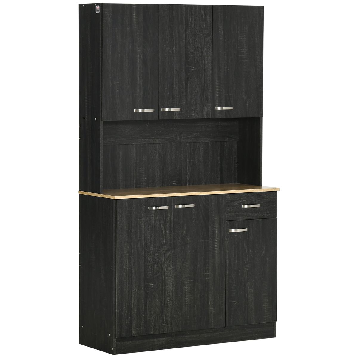 Alacena-Dalia-Homcom-6-puertas-con-cajon-negro-180x101x39-cm