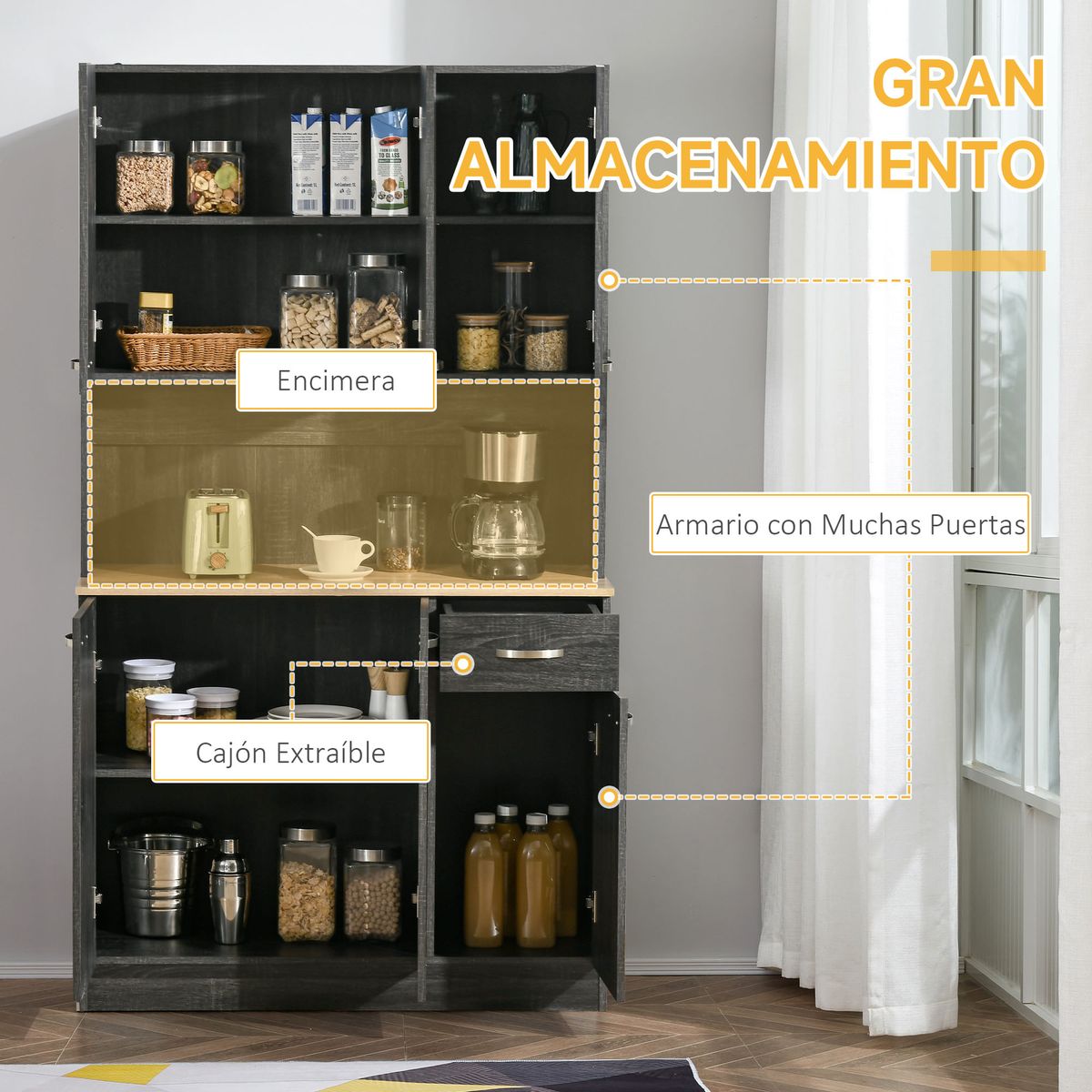 Alacena-Dalia-Homcom-6-puertas-con-cajon-negro-180x101x39-cm