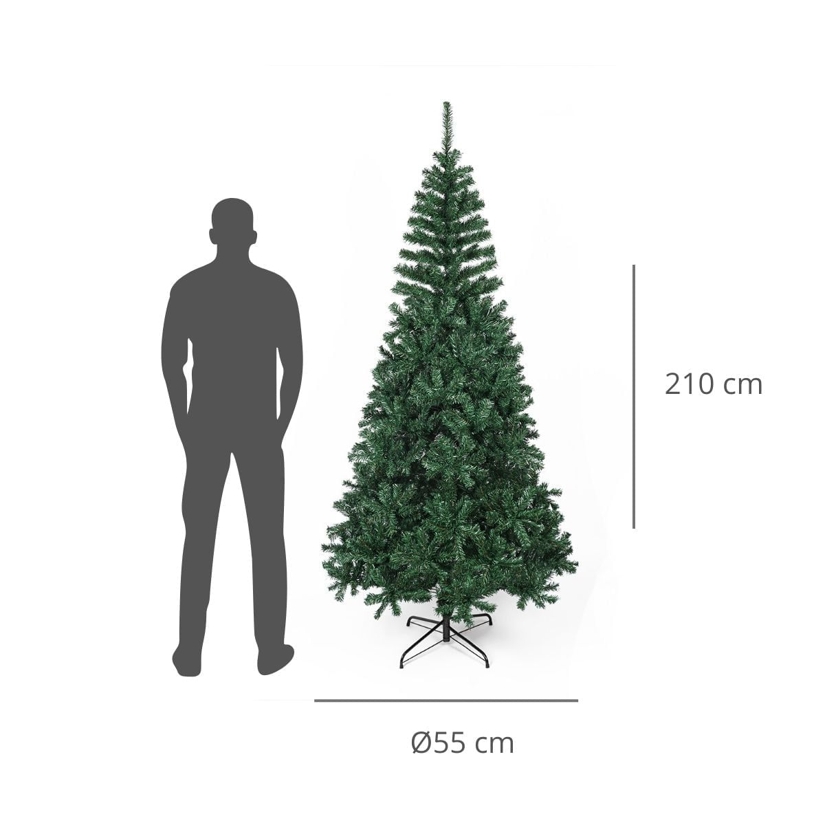 Arbol-de-navidad-1000-ramas---base-cruzada-verde-Ø55x210-cm-