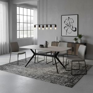 Mesa de comedor Calista fija negro 76x160x90 cm