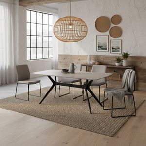 Mesa de comedor Calista fija negro 76x160x90 cm