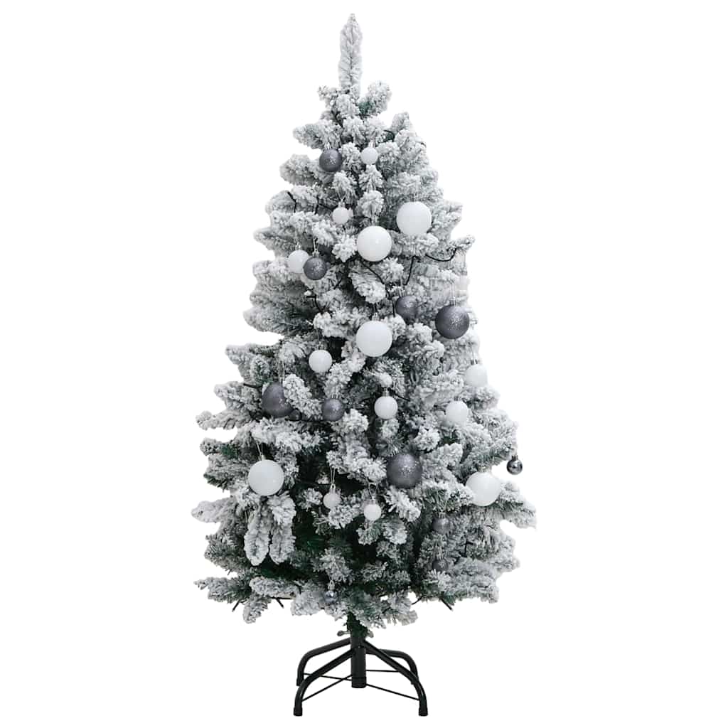 Arbol-de-Navidad-efecto-nevado-con-decoraciones