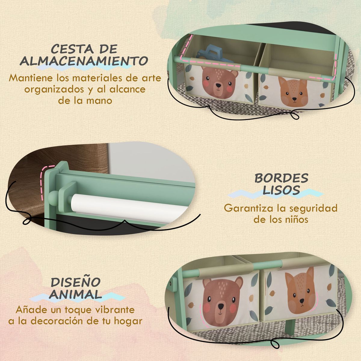 Pizarra-infantil-Forest-Aiyaplay-3-en-1-verde-93x54x465-cm-