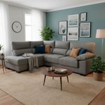 Sofa-chaiselongue-Meridien-3-plazas-deslizante---reclinable-tela-Nevada-izquierda-gris-100x282x195-cm