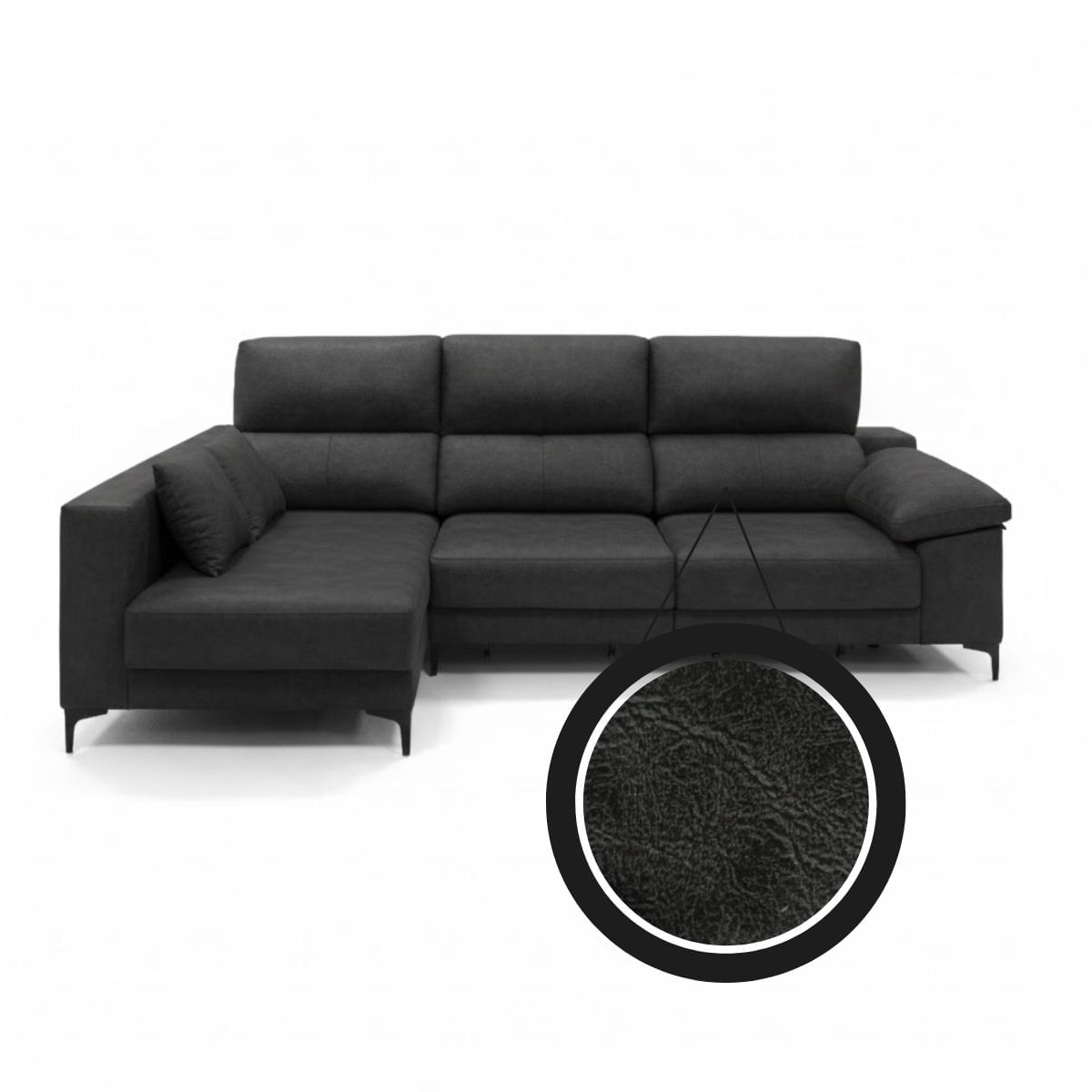 Sofa-chaiselongue-Santorini-3-plazas-deslizante---reclinable-tela-Opera-izquierda-antracita-100x275x160-cm