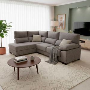 Sofá chaiselongue Meridien 3 plazas deslizante + reclinable tela Bronx 100x282x195 cm