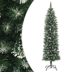 Árbol de Navidad con decoraciones efecto nevado verde/blanco