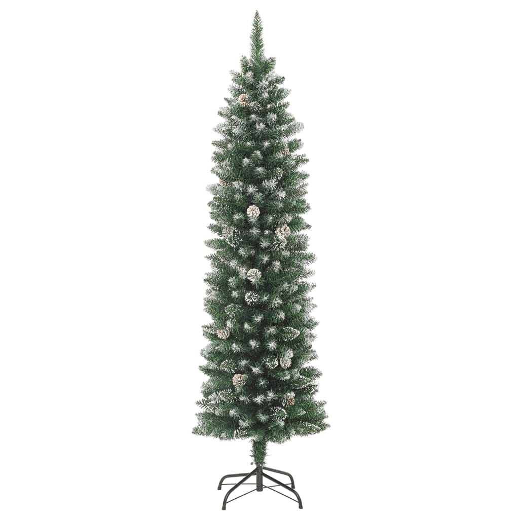 Arbol-de-Navidad-con-decoraciones-efecto-nevado-verde-blanco