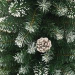 Arbol-de-Navidad-con-decoraciones-efecto-nevado-verde-blanco-detalle