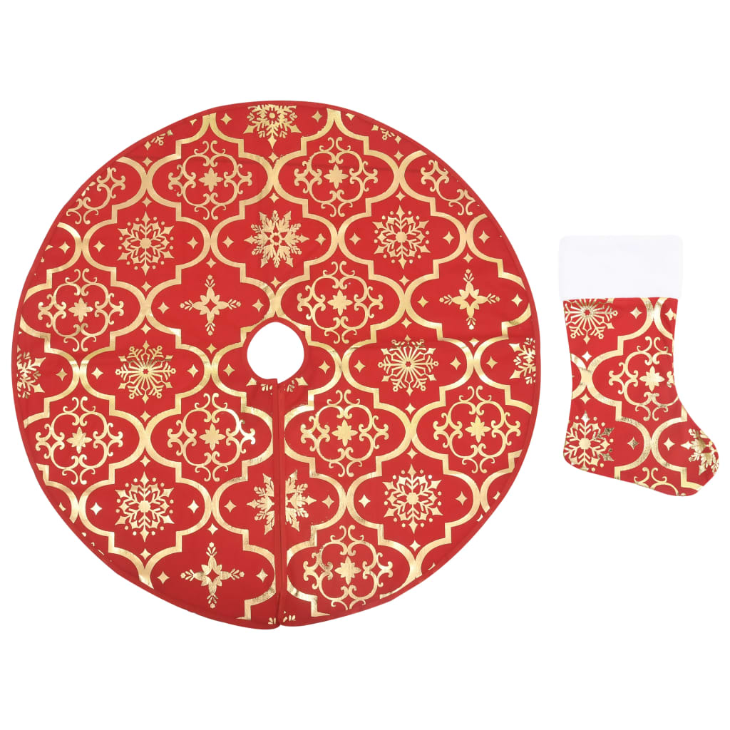 Falda-para-arbol-de-Navidad-Golden-con-calcetin-rojo-Ø122-cm-