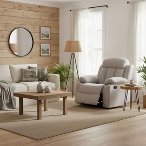 Sillón relax Madrid Deluxe New25 1 plaza diseño reclinable tela Bouclé 101x99x97 cm