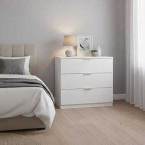 Cómoda Elegant 3 cajones blanco 80x77x38 cm