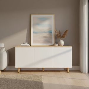 Aparador Space 3 puertas cambria/blanco 75x154x40 cm