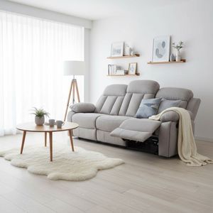 Sofá relax Madrid Deluxe New25 3 plazas diseño reclinable tela Bouclé 101x208x97 cm