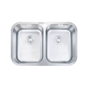 Fregadero Infiniton Belcanto82C2 2 cubetas con desagüe y cestillo acero inoxidable satinado 90 cm