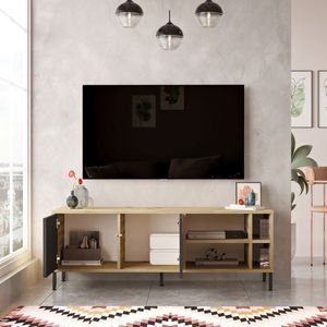 Mueble de TV Isabela 2 puertas y 4 compartimentos cambria/grafito 48,9x140x40 cm