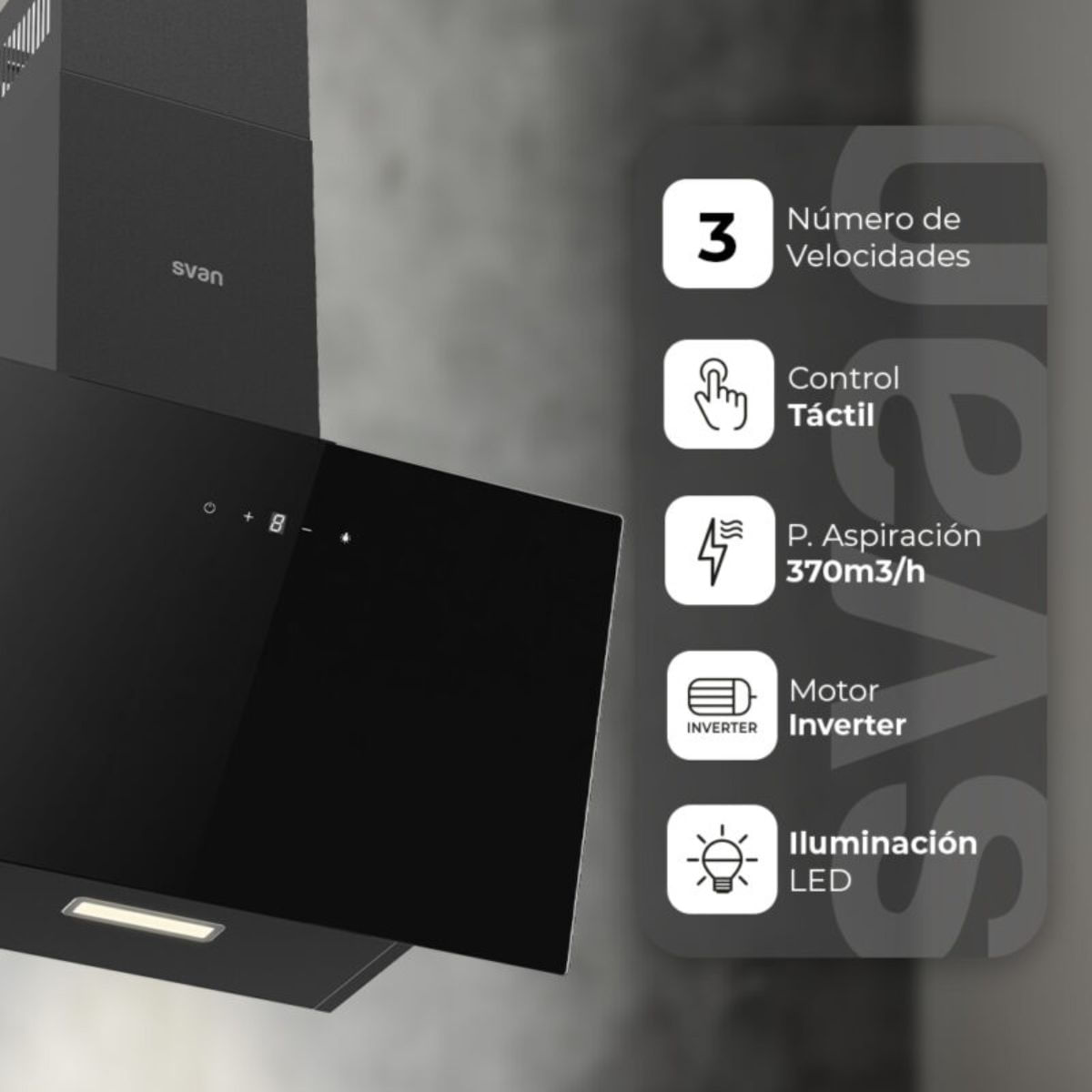 Campana-extractora-inclinada-Svan-SCPD901AN-370-m3-h-A-negro-108-cm-