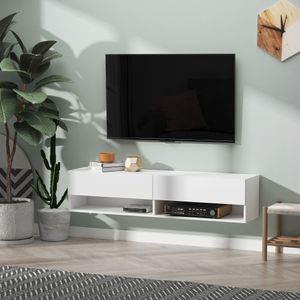 Mueble de TV Sirena Homcom 2 compartimentos y 2 armarios blanco 31x140x32 cm