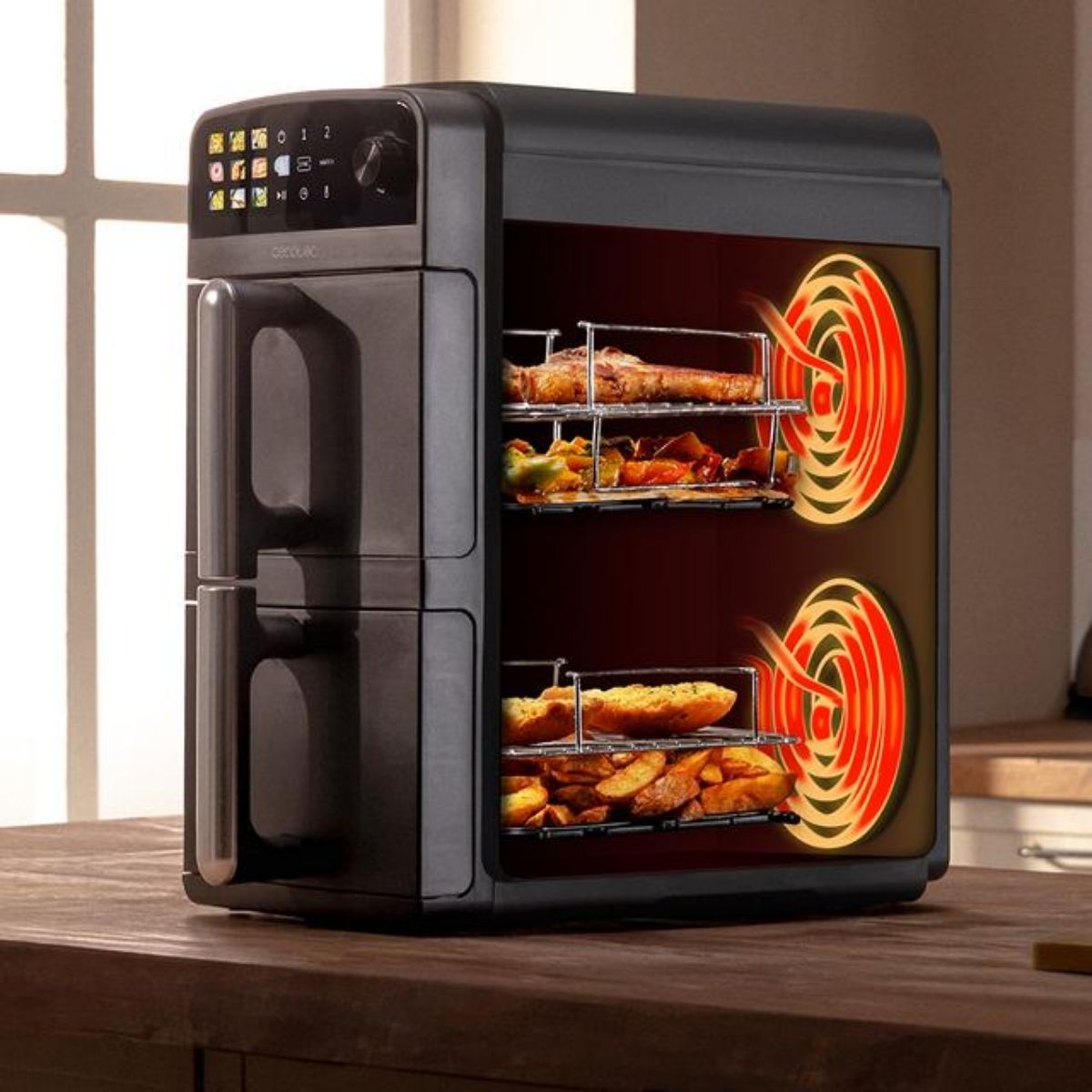 Freidora-de-aire-Cecotec-Cecofry-DuoLevel-10000-detalle-interior